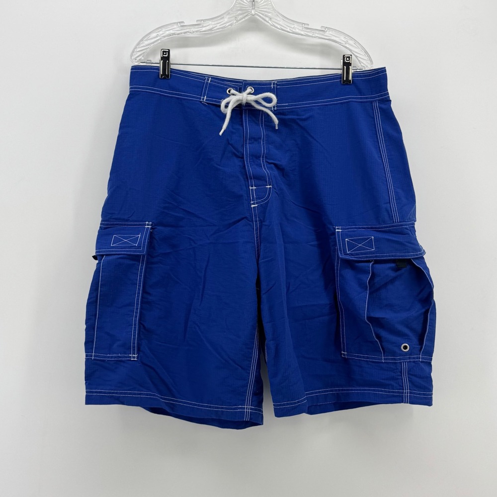 Anchor‎ Blue Mens Cargo Board Shorts Blue Ripstop Swim Trunks Size 36 ROYRP